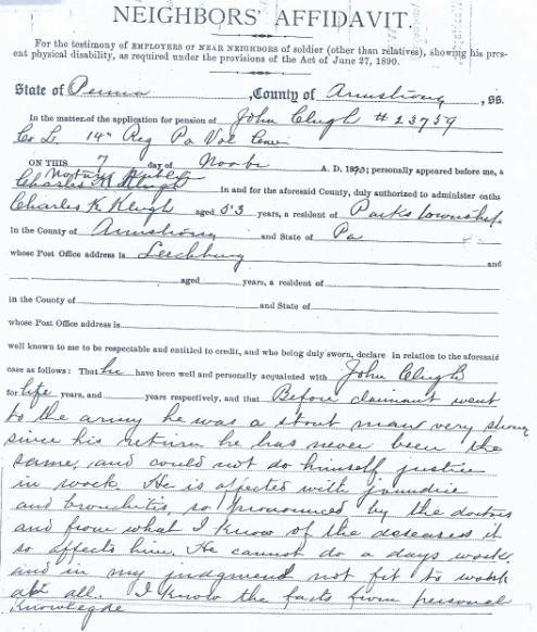 Affidavit Charles K. Klugh